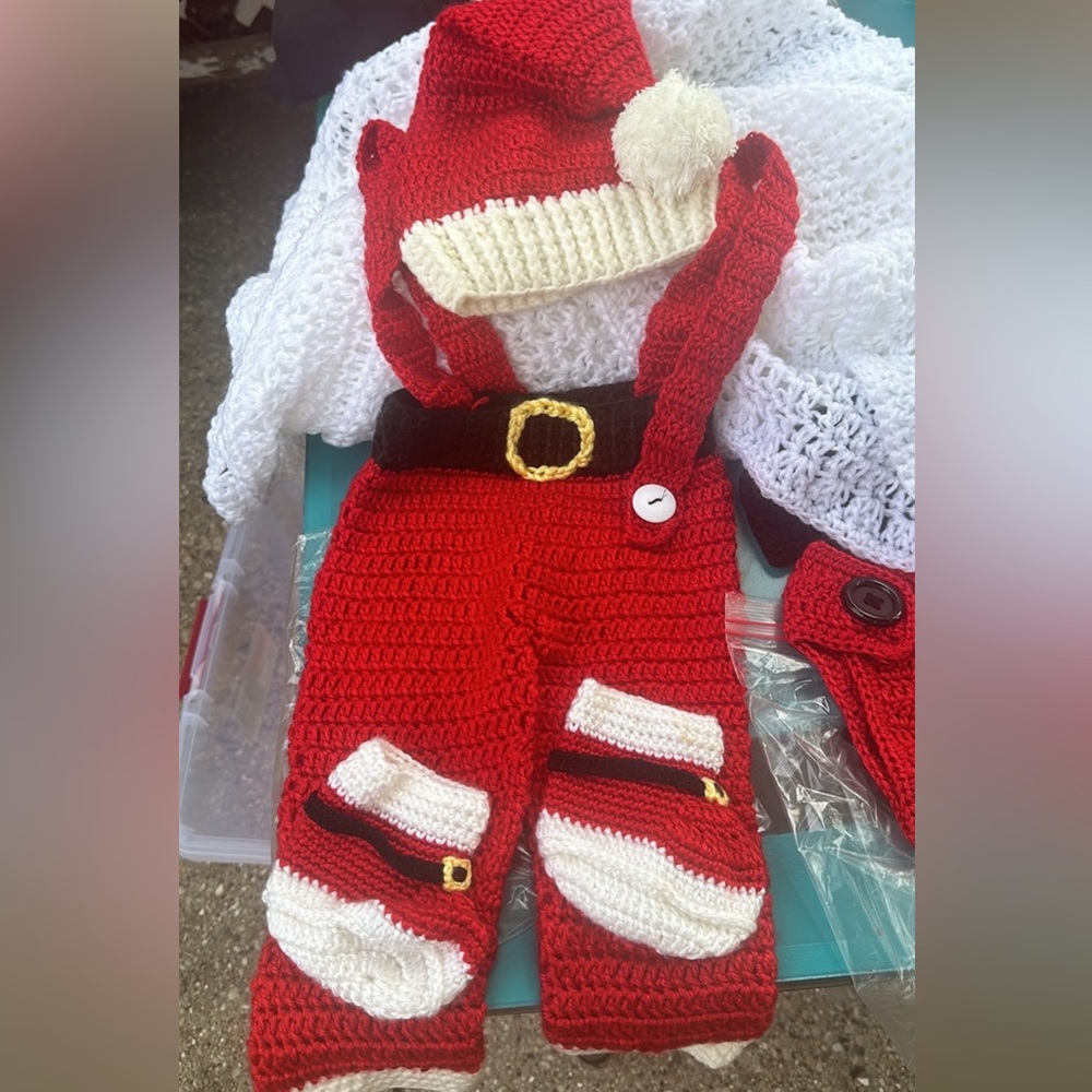 Handmade crochet Santa outfit!